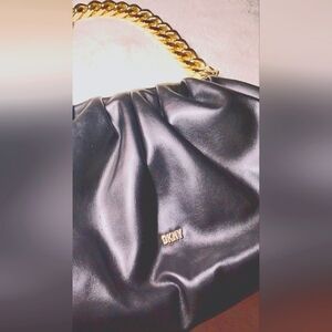 DKNY Black Shoulder Bag with Gold Chain